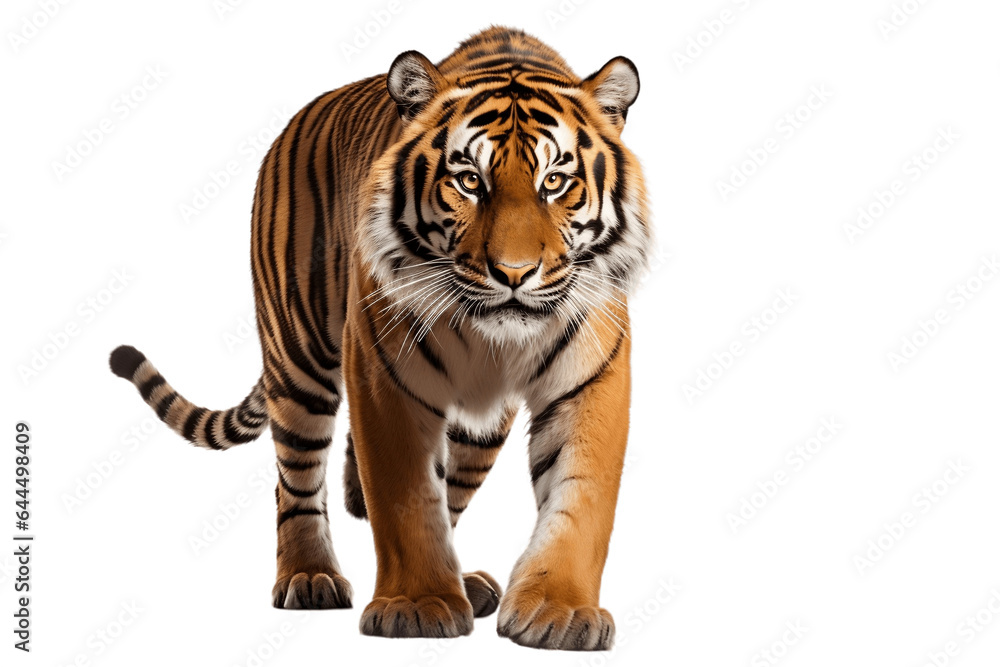 Tiger Portrait Isolated on a Transparent PNG Background. Generative Ai