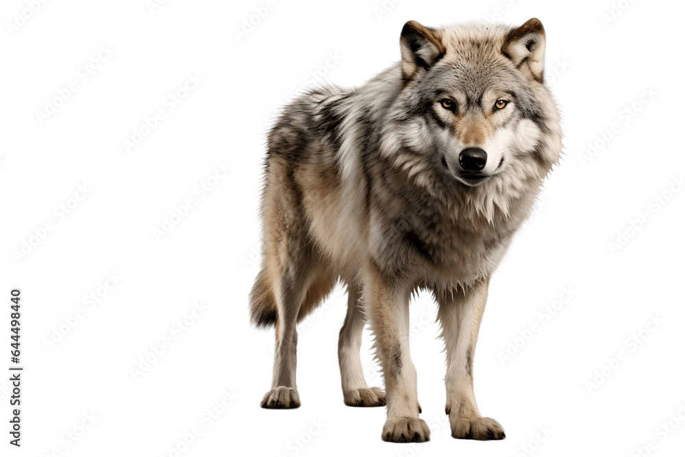 Wolf Gazing Isolated on a Transparent PNG Background. Generative Ai