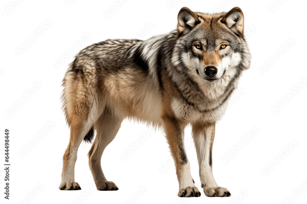 Wolf Portrait Isolated on a Transparent PNG Background. Generative Ai