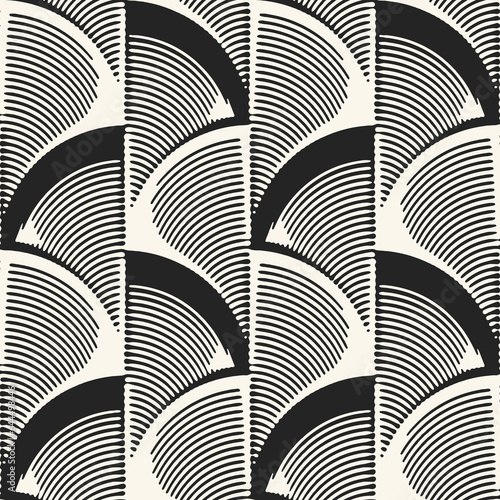 Monochrome Striped Textured Broken Wave Pattern