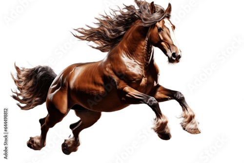 Beautiful Brown Horse Isolated on a Transparent PNG Background  Render. Generative Ai