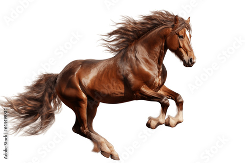 Neighing Horse Isolated on a Transparent PNG Background  Render. Generative Ai