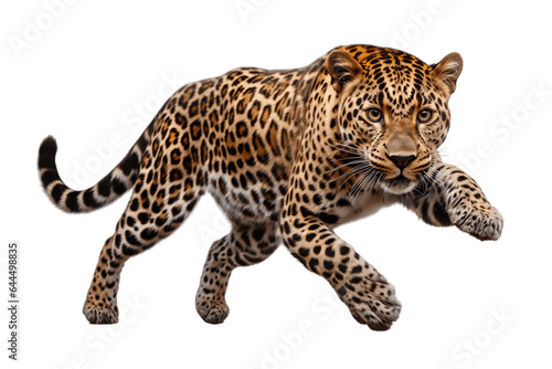 Angry Leopard Portrait Isolated on a Transparent PNG Background  Render. Generative Ai