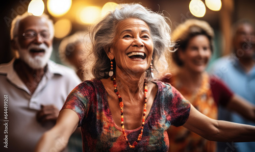 Celebrating the Vitality of Elderly: Seniors Dancing with Zeal and Companionship.