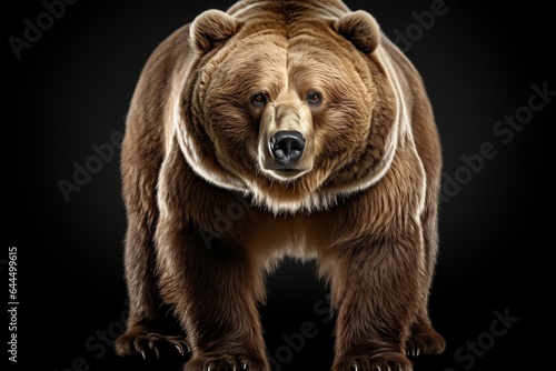 Brown Bear on a dark background. Generative Ai