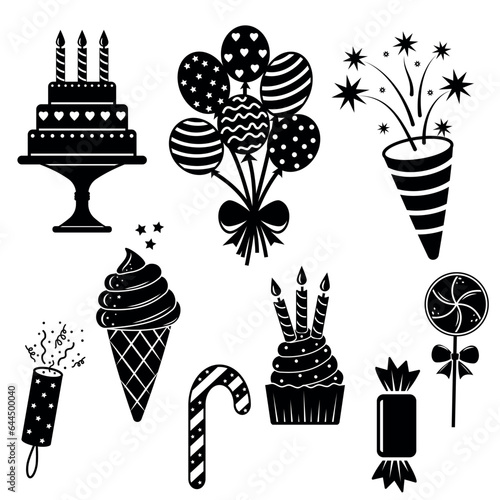 Birthday party paraphernalia - can be used as an invitation card or decorative material for birthday parties and celebrations