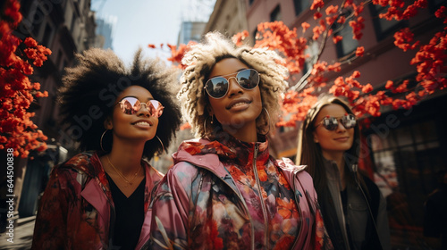 portrait of a group of african american women in an urban environment