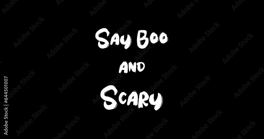Say Boo and Scary Grunge Transition Bold Text Typography Animation on Black Background Say Boo and Scary Grunge Transition Bold Text Typography Animation on Black Background