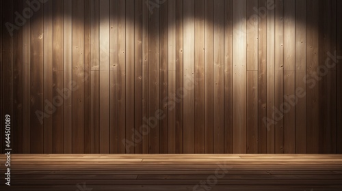 Wooden background illuminated by the light.