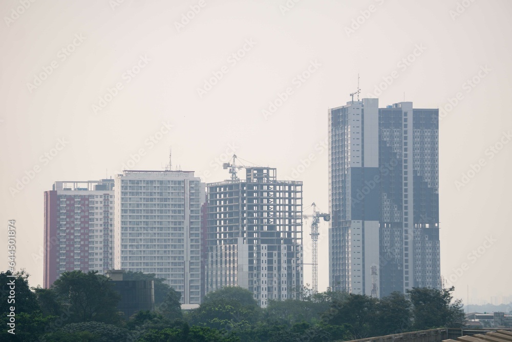 A building under construction in the urban area of Depok.