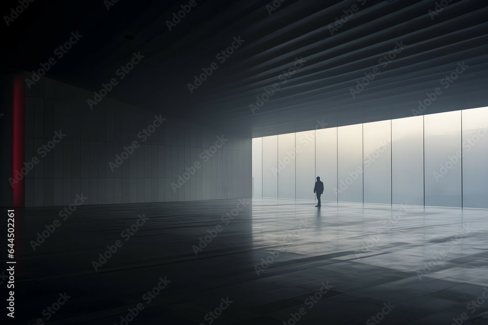 A Solitary Figure in a Vast Empty Space: A Captivating Image Designed to Evoke Emotions and Contemplation
