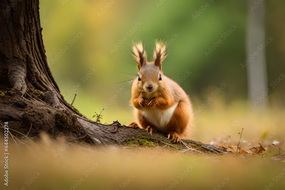 Fototapeta premium squirrel eating nut