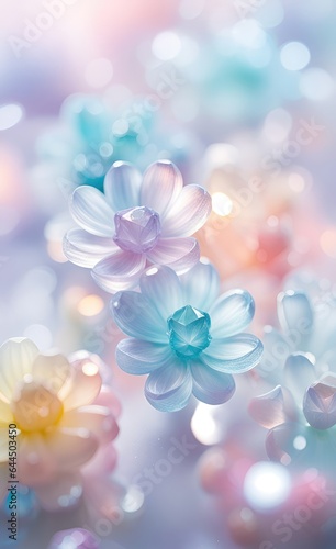 Pastel colored 3d glassy flower illustration. Ai generated art. © HAKKI ARSLAN