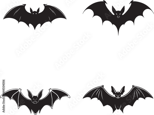 set of bats vector logo style illustration modern minimal line art collection pack