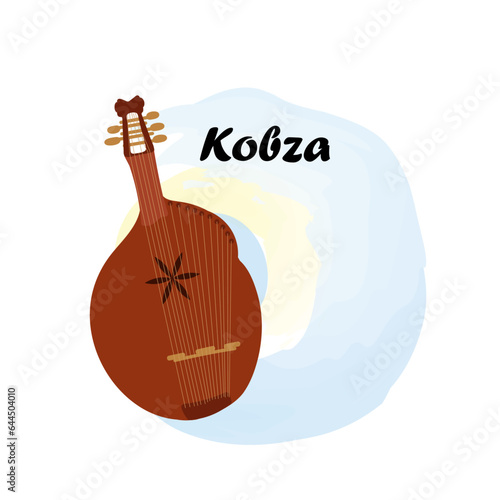 Kobza. Traditional Slavic, Ukrainian musical instrument. Vector illustration
