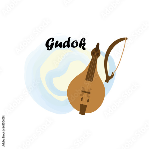 Gudok. Traditional Slavic, Ukrainian musical instrument. Vector illustration