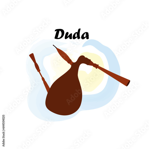 Duda. Traditional Slavic, Ukrainian musical instrument. Vector illustration