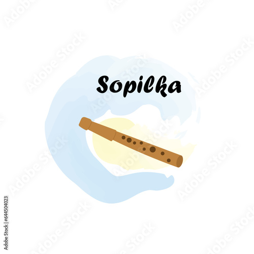 Sopilka. Traditional Slavic, Ukrainian musical instrument. Vector illustration