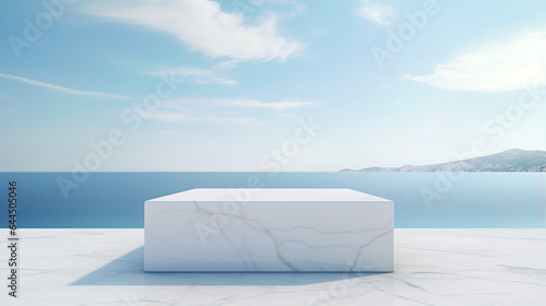 White marble podium with sea view © Tony A