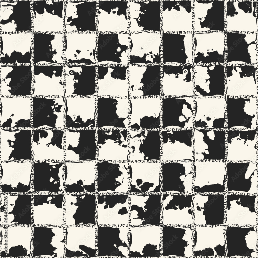 Monochrome Spotted Textured Tile Checked Pattern