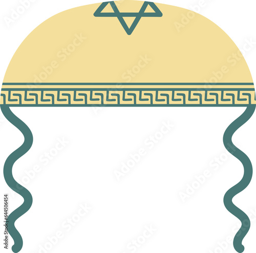 Jewish kippah. Traditional yarmulke.