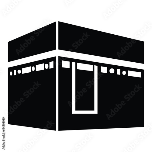 Kaaba vector icon. Isolated cube-shaped building located at the centre of the Al-Masjid al-Haram Mosque in Mecca. 