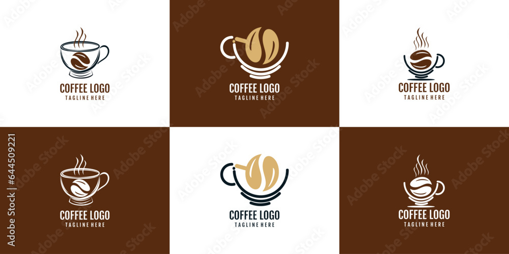 Coffee logo design collection with creative element concept Premium Vector Coffee logo design collection with creative element concept Premium Vector