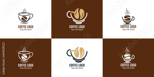 Coffee logo design collection with creative element concept Premium Vector