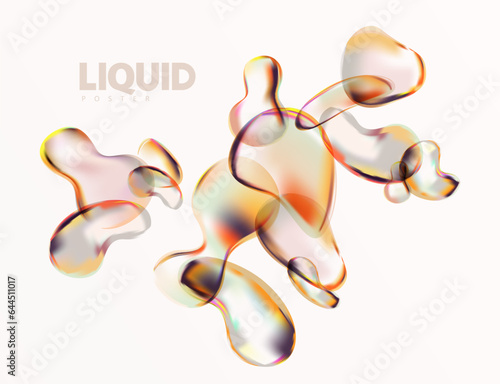 Colored liquid bubbles. Abstract art meta balls shapes.