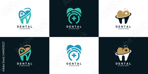 Dental logo design collection with creative and modern concept Premium Vector