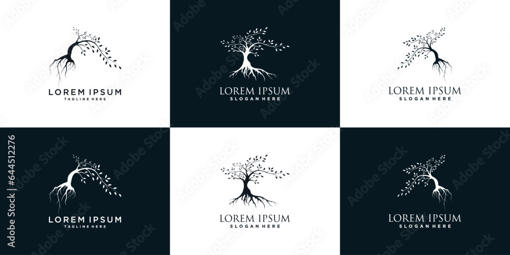 nature tree logo design collection with creative concept premium vector