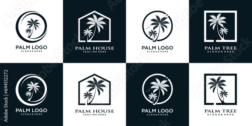 palm logo design collection with creative unique concept premium vector