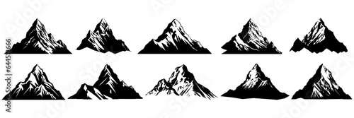 Mountain silhouettes set, large pack of vector silhouette design, isolated white background
