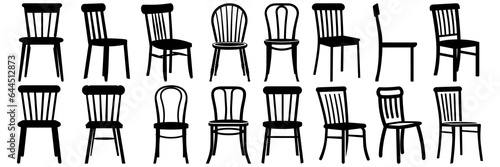 Chair furniture silhouettes set, large pack of vector silhouette design, isolated white background