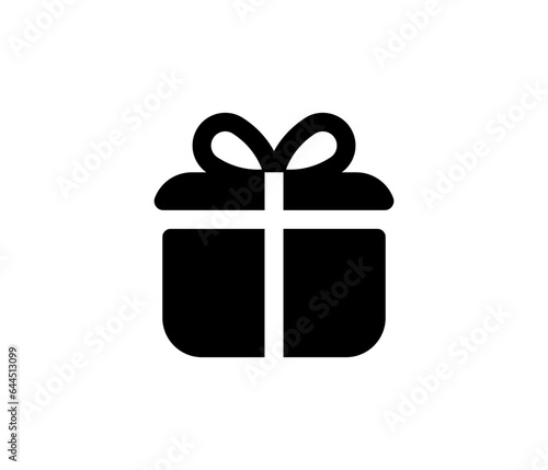 Gift icon. Vector gift box symbol. Birthday present, Christmas gift icon. Black gift box icon.