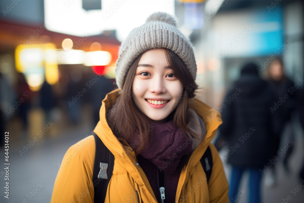 Portrait of beautiful young Asian female on the city street in Seoul Portrait of beautiful young Asian female on the city street in Seoul