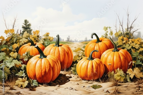 pumpkins on a field