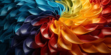 Schöne Kunst Blume in bunten Farben in Haptik Obtik Hintergrund für Webdesign und Drucksachen als Vorlage in Querformat für Banner, ai generativ