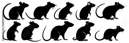 Mouse rat silhouettes set, large pack of vector silhouette design, isolated white background