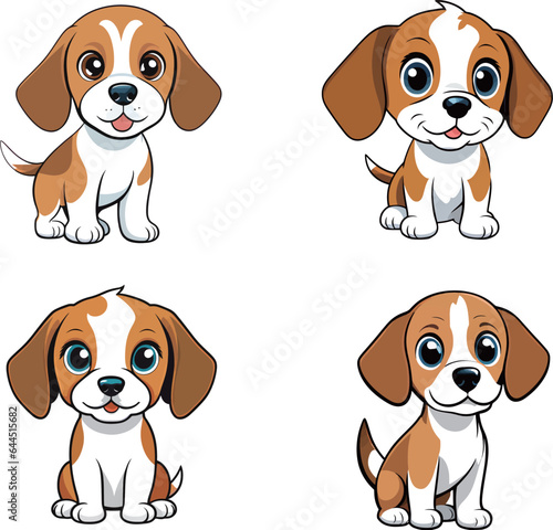 cute happy puppies vector illustration collection