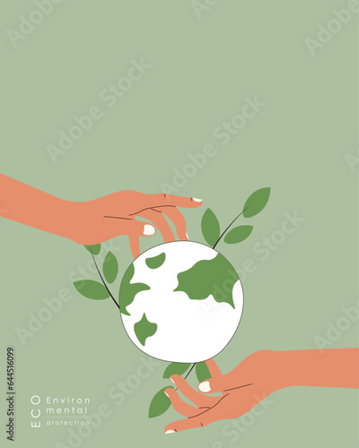 Protect nature earth day web banner, poster, postcard, flyer