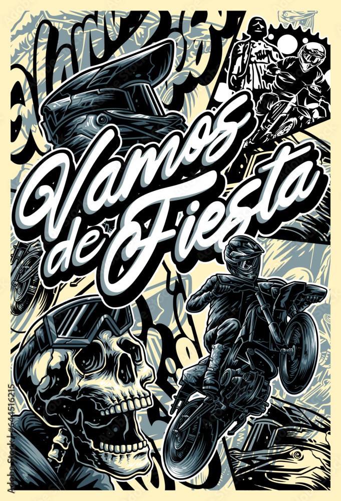 Poster Or Flyer Motocross Illustration Vector Handmade