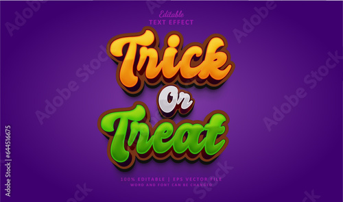 Trick or treat text effect style. Editable text effect theme halloween.