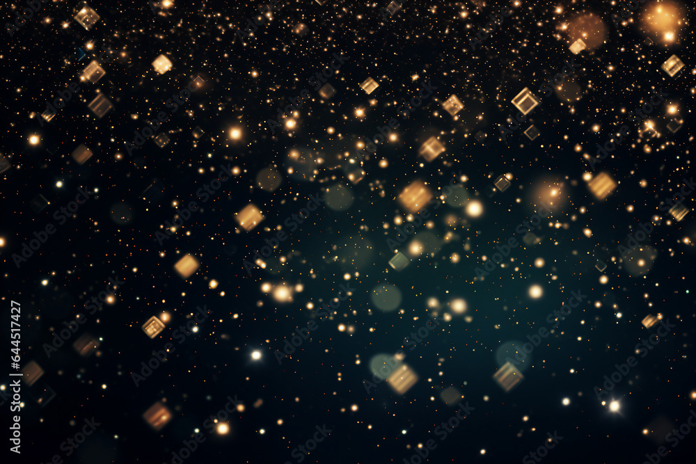 Generative ai collage image picture of gold stars shine on dark night black background