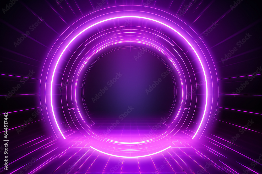 Generative ai collage image picture of mysterious neon light portal in ring shape Generative ai collage image picture of mysterious neon light portal in ring shape