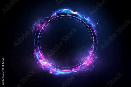 Generative ai collage image picture of mystical geometry figure with neon fire smoke light effect