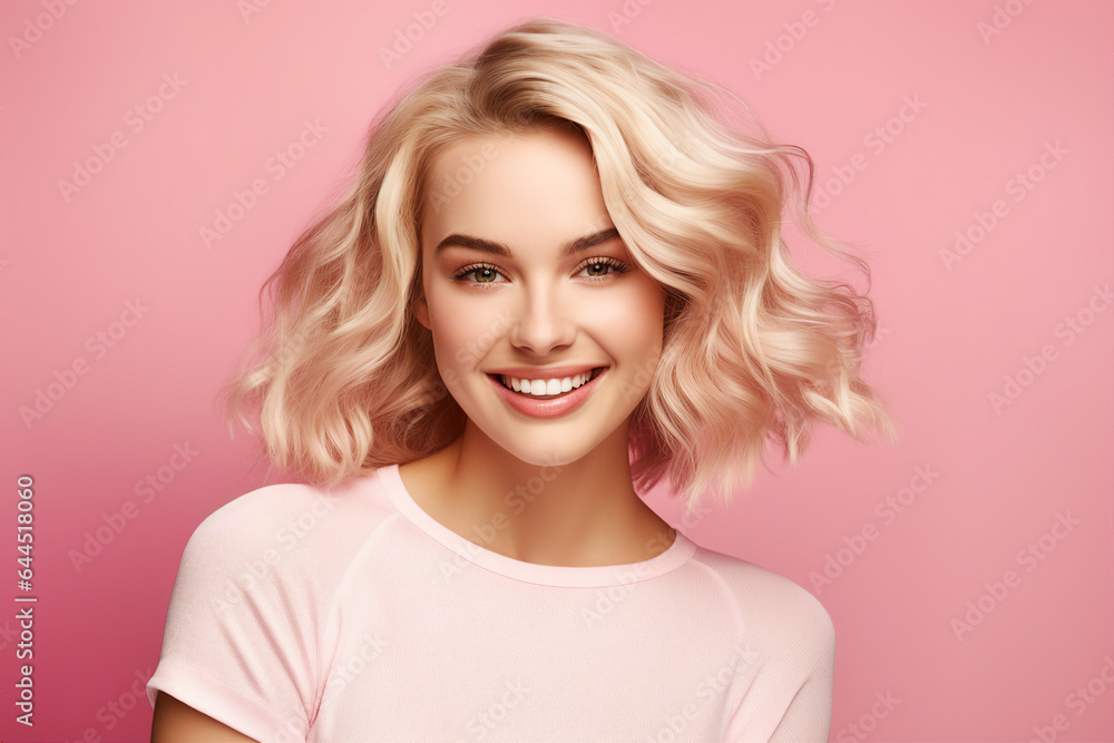 Generative AI portrait picture of young attractive blond hairdo female glamorous style Generative AI portrait picture of young attractive blond hairdo female glamorous style