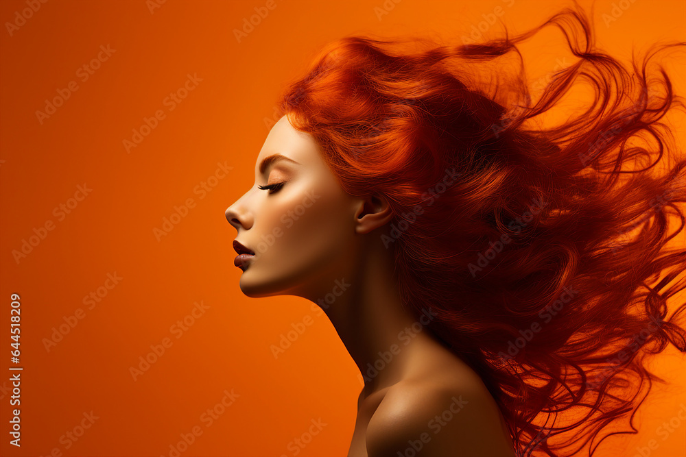 Expressive make up beauty portrait generative IA technology autumn woman model