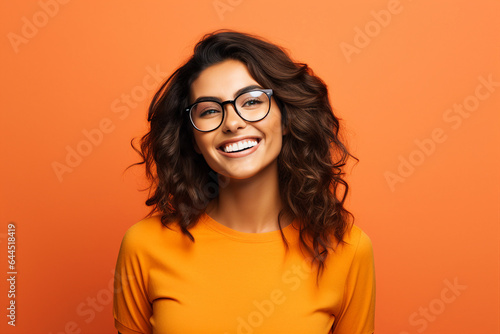 Fotografiet Photography generative AI image of a positive lovely smiling woman laughing havi