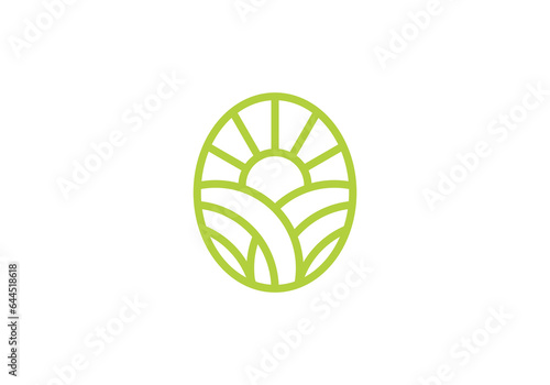 agriculture sun logo circle combination, unique concept. farm symbol icon